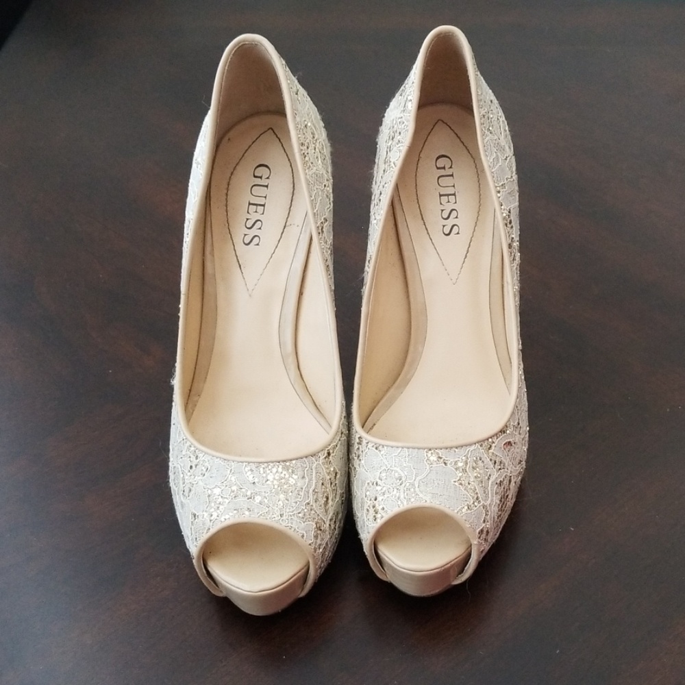 Champagne Lace Heels